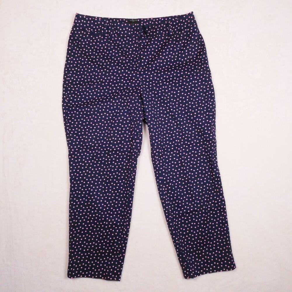 Talbots Perfect Crop Polka Dot Pants Size 12 Curvy Blue Pink Dots Cropped Ankle